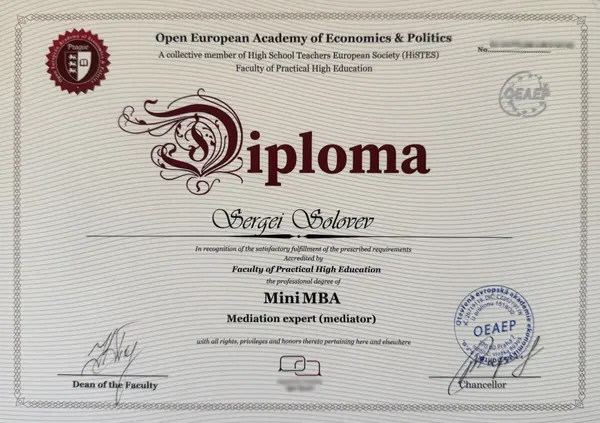 Mini MBA — Mediation expert (mediator)