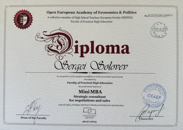 Mini MBA — Strategic consultant for negotiations and sales